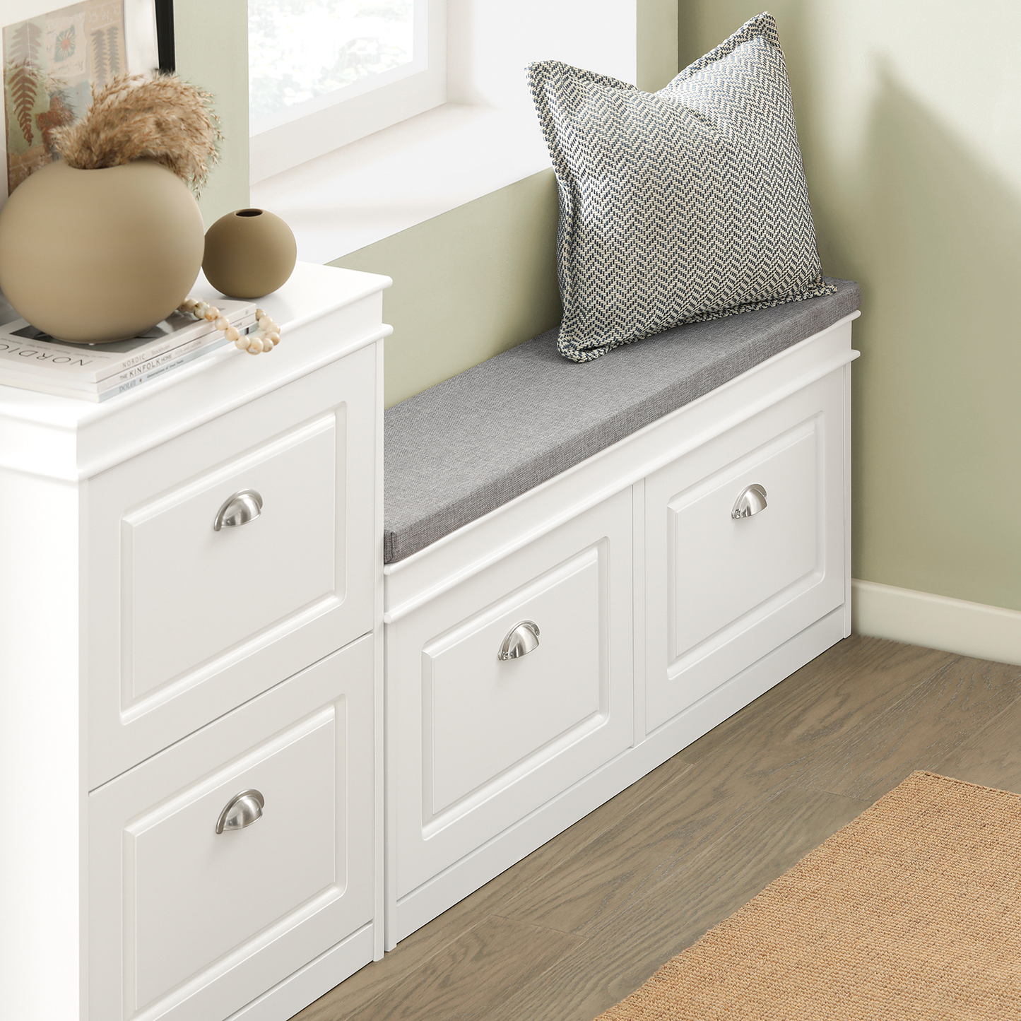 SoBuy FSR64-W, Banc à chaussures d'entrée, Meuble à chaussures avec tiroir rabattable et coussin d'assise