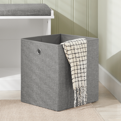 SoBuy FSR66-HG, banc de rangement pour entrée ou chambre avec 2 paniers et 2 tiroirs, meuble à chaussures et coussin d'assise.