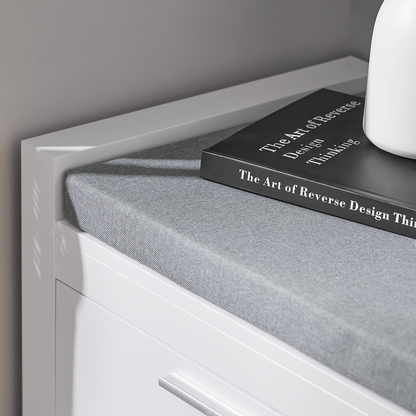 SoBuy FSR74-W, banc à chaussures à 2 tiroirs avec coussin d'assise, étagère à chaussures et meuble de rangement pour entrée.