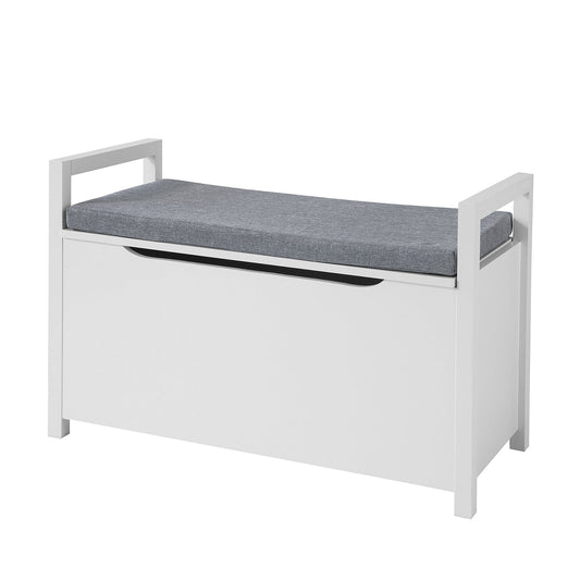 Banc de rangement SoBuy avec couvercle relevable et coussin d'assise, banc avec coffre de rangement, coffre à jouets, FSR76-W