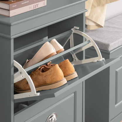 Meuble à chaussures SoBuy avec 2 tiroirs, étagère à chaussures, meuble de rangement gris FSR78-HG