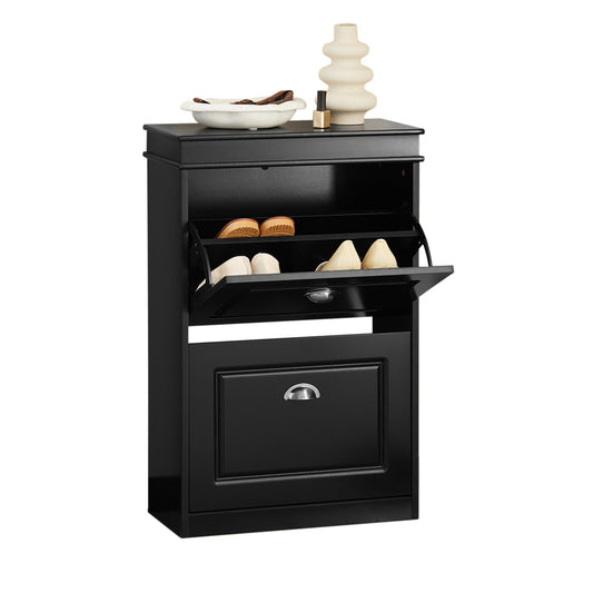 SoBuy FSR78-SCH, Meuble à chaussures à 2 tiroirs, étagère à chaussures, rangement pour chaussures, noir