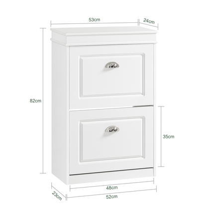 Meuble à chaussures SoBuy à 2 tiroirs, étagère à chaussures, armoire de rangement pour chaussures, unité de rangement, FSR78-W