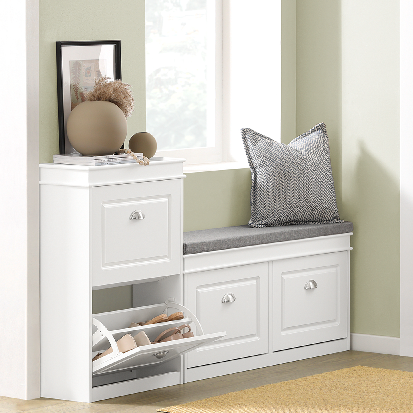 Meuble à chaussures SoBuy à 2 tiroirs, étagère à chaussures, armoire de rangement pour chaussures, unité de rangement, FSR78-W