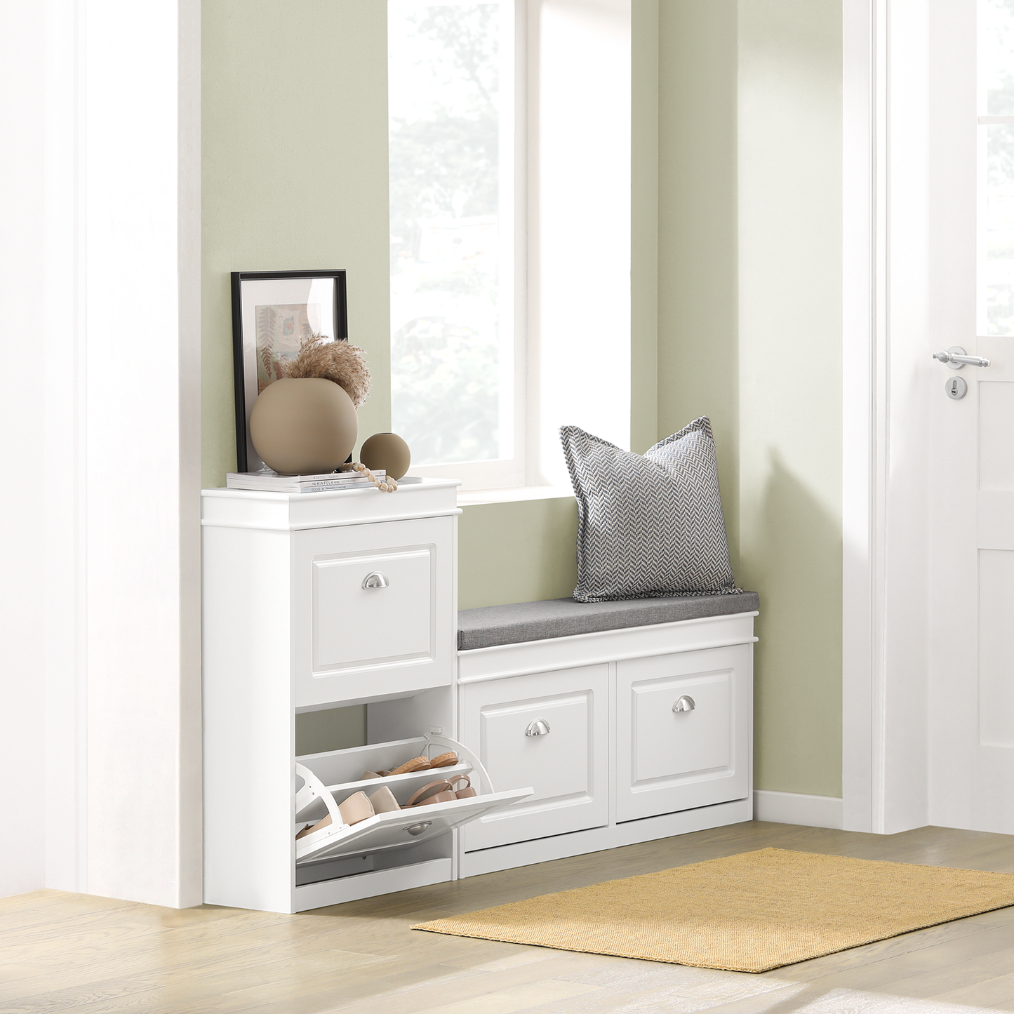 Meuble à chaussures SoBuy à 2 tiroirs, étagère à chaussures, armoire de rangement pour chaussures, unité de rangement, FSR78-W