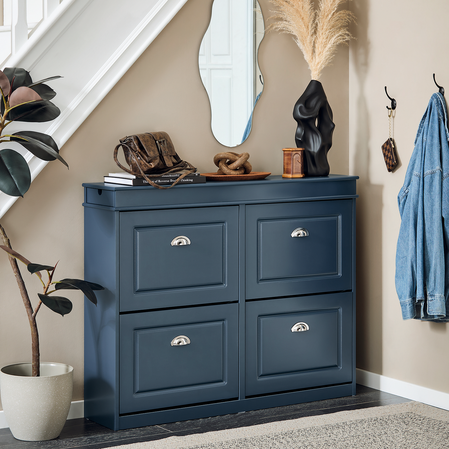 Meuble à chaussures SoBuy à 4 tiroirs, étagère à chaussures, armoire de rangement pour chaussures, unité de rangement FSR79-B