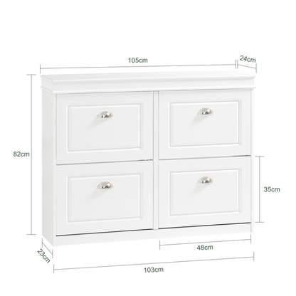 Meuble à chaussures SoBuy à 4 tiroirs, étagère à chaussures, meuble de rangement pour chaussures, FSR79-W