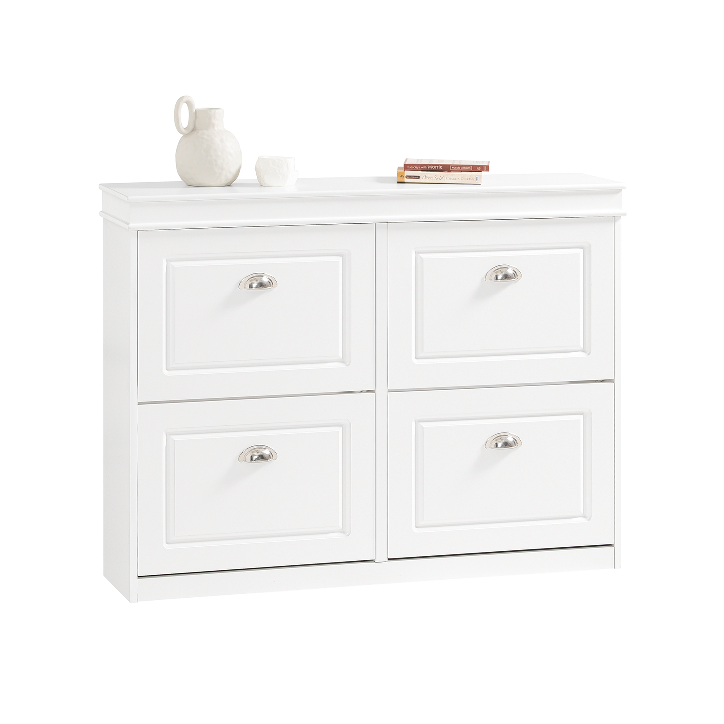 Meuble à chaussures SoBuy à 4 tiroirs, étagère à chaussures, meuble de rangement pour chaussures, FSR79-W