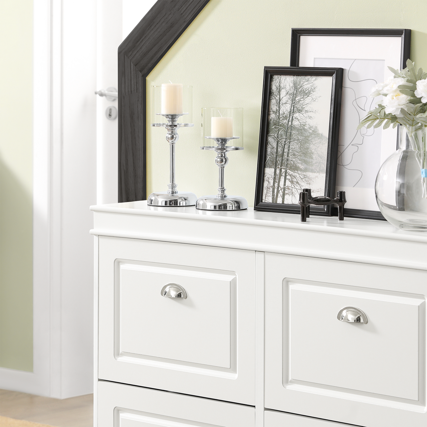 Meuble à chaussures SoBuy à 4 tiroirs, étagère à chaussures, meuble de rangement pour chaussures, FSR79-W