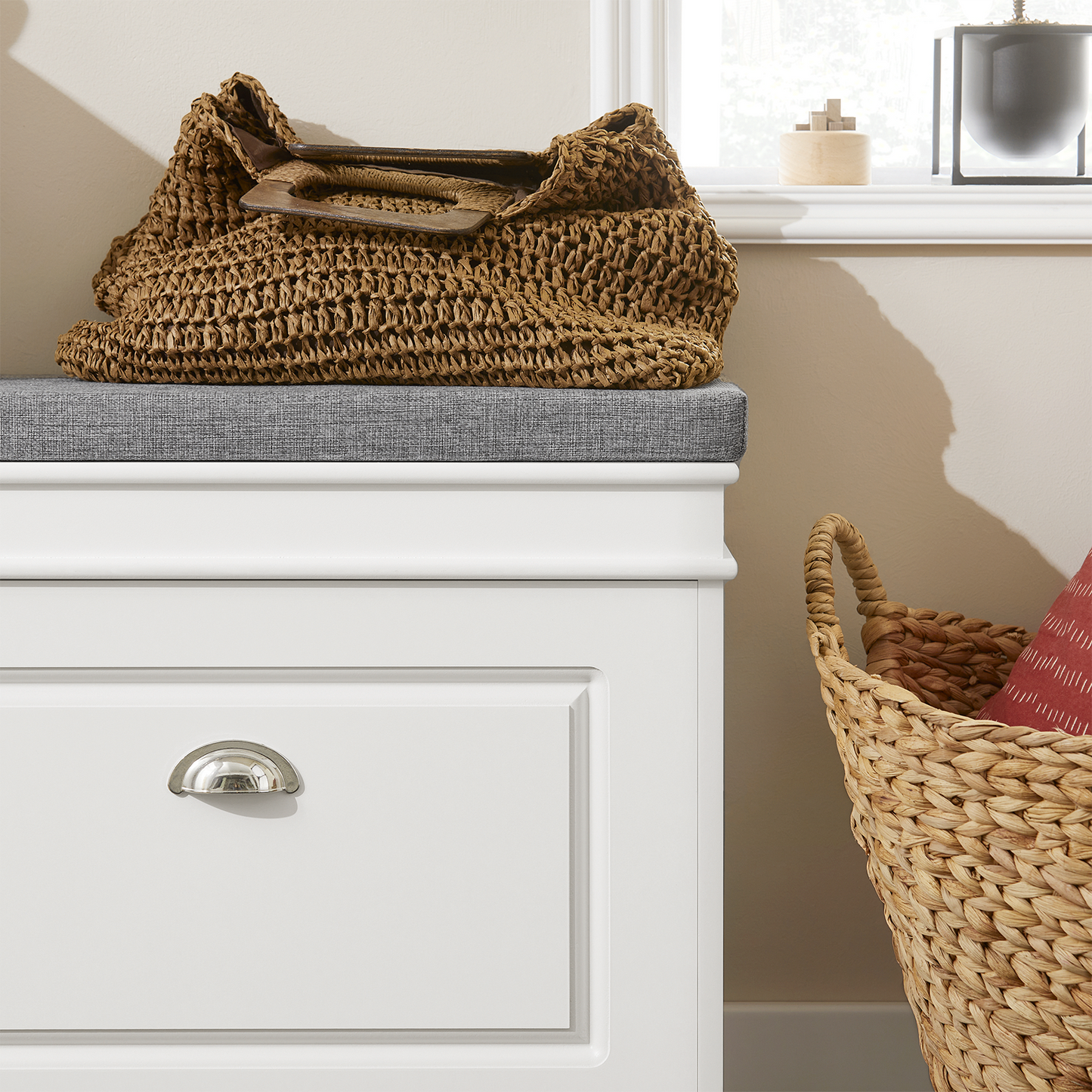 SoBuy FSR82-KW, Banc à chaussures d'entrée avec étagère à chaussures, meuble à chaussures avec tiroir rabattable et coussin d'assise