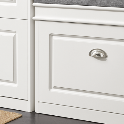 SoBuy FSR82-KW, Banc à chaussures d'entrée avec étagère à chaussures, meuble à chaussures avec tiroir rabattable et coussin d'assise