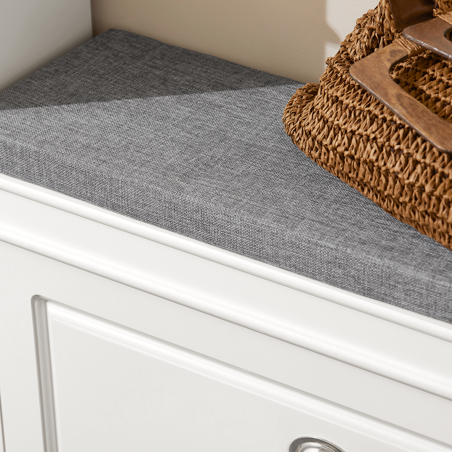 SoBuy FSR82-LW, banc à chaussures d'entrée avec tiroir rabattable et coussin d'assise