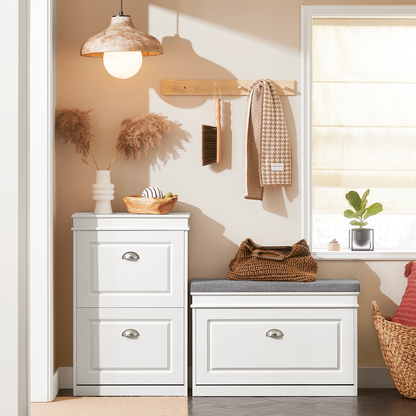 SoBuy FSR82-LW, banc à chaussures d'entrée avec tiroir rabattable et coussin d'assise