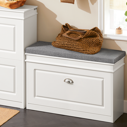 SoBuy FSR82-LW, banc à chaussures d'entrée avec tiroir rabattable et coussin d'assise