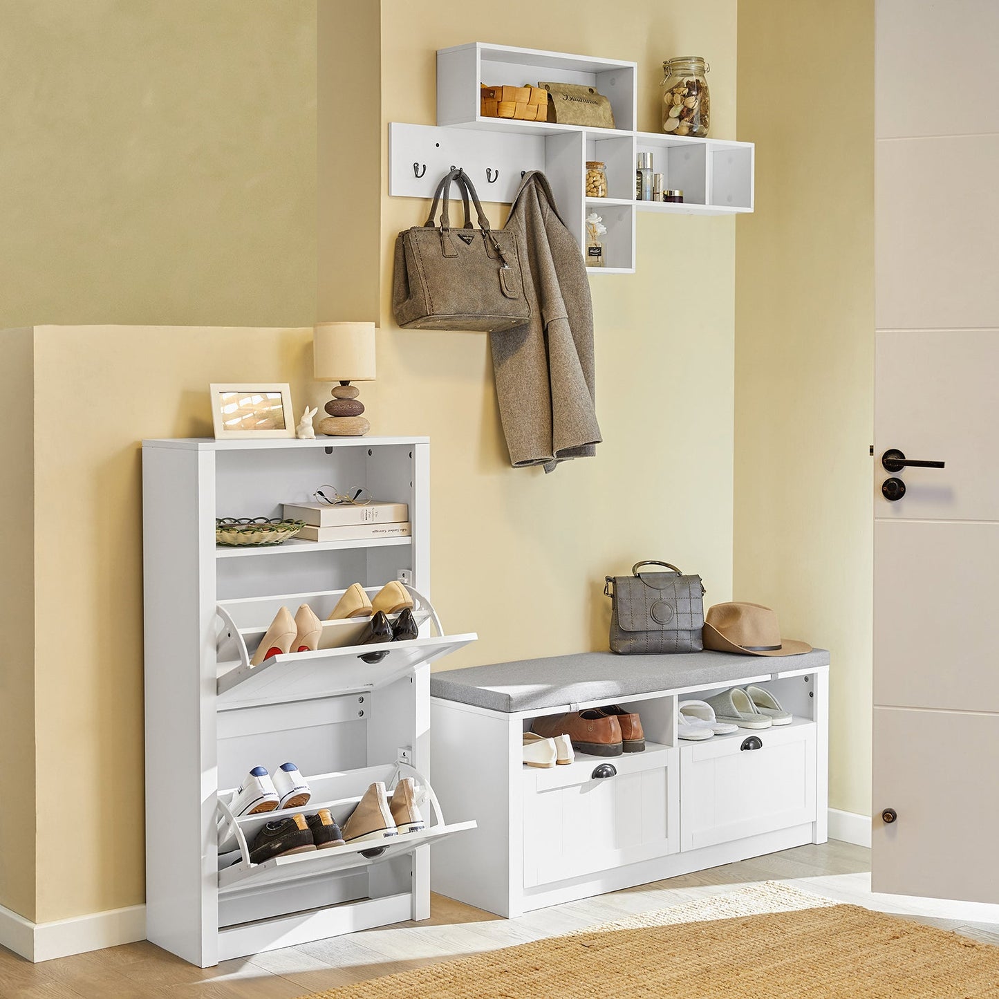 SoBuy FSR87-KW, Meuble à chaussures avec 1 compartiment de rangement et 2 tiroirs