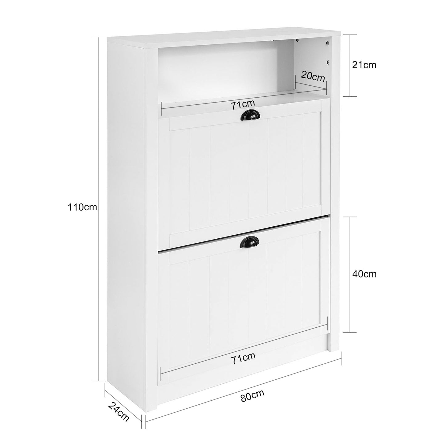 SoBuy FSR87-W, Meuble à chaussures avec 1 compartiment de rangement et 2 tiroirs
