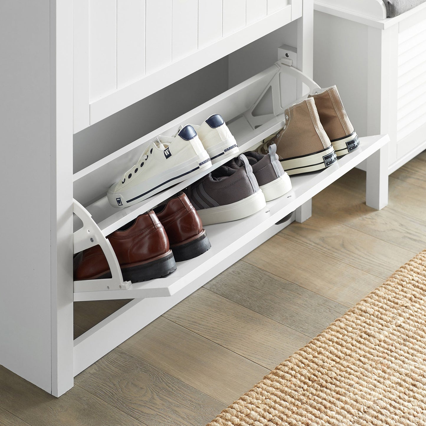 SoBuy FSR87-W, Meuble à chaussures avec 1 compartiment de rangement et 2 tiroirs