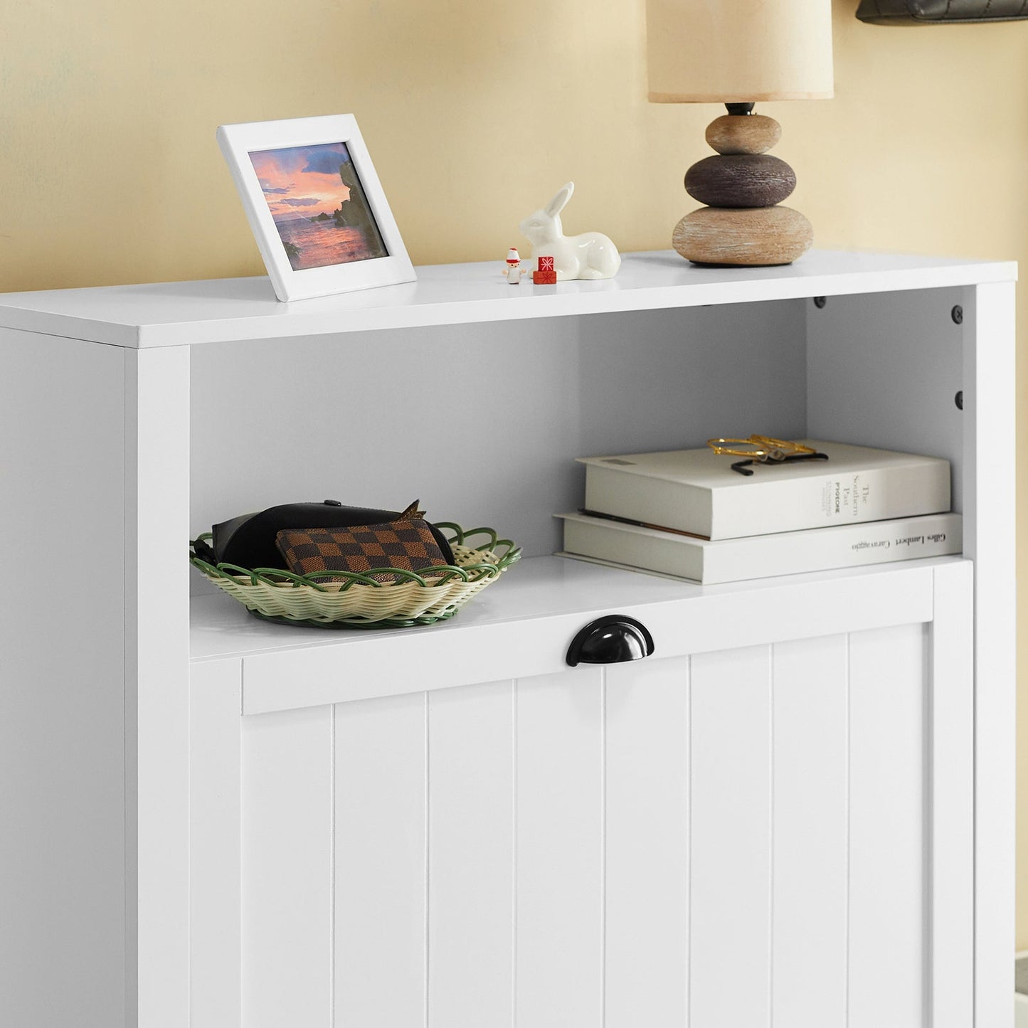 SoBuy FSR87-W, Meuble à chaussures avec 1 compartiment de rangement et 2 tiroirs