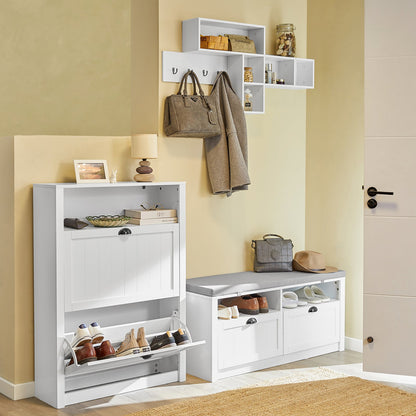 SoBuy FSR87-W, Meuble à chaussures avec 1 compartiment de rangement et 2 tiroirs