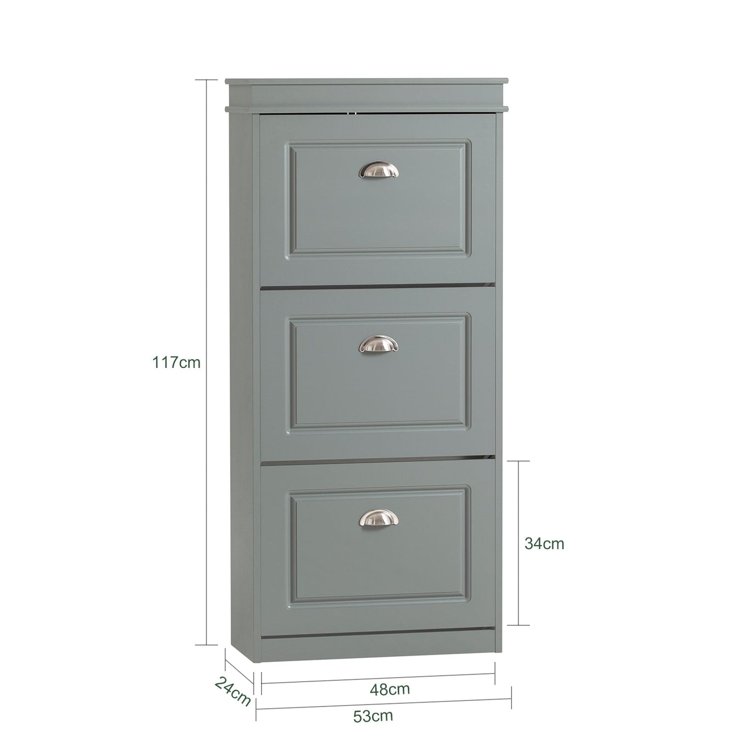 SoBuy FSR94-HG, Meuble à chaussures à 3 tiroirs, étagère à chaussures, armoire de rangement pour chaussures, gris