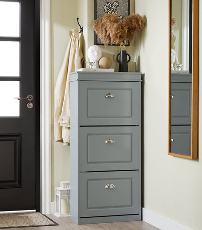 SoBuy FSR94-HG, Meuble à chaussures à 3 tiroirs, étagère à chaussures, armoire de rangement pour chaussures, gris