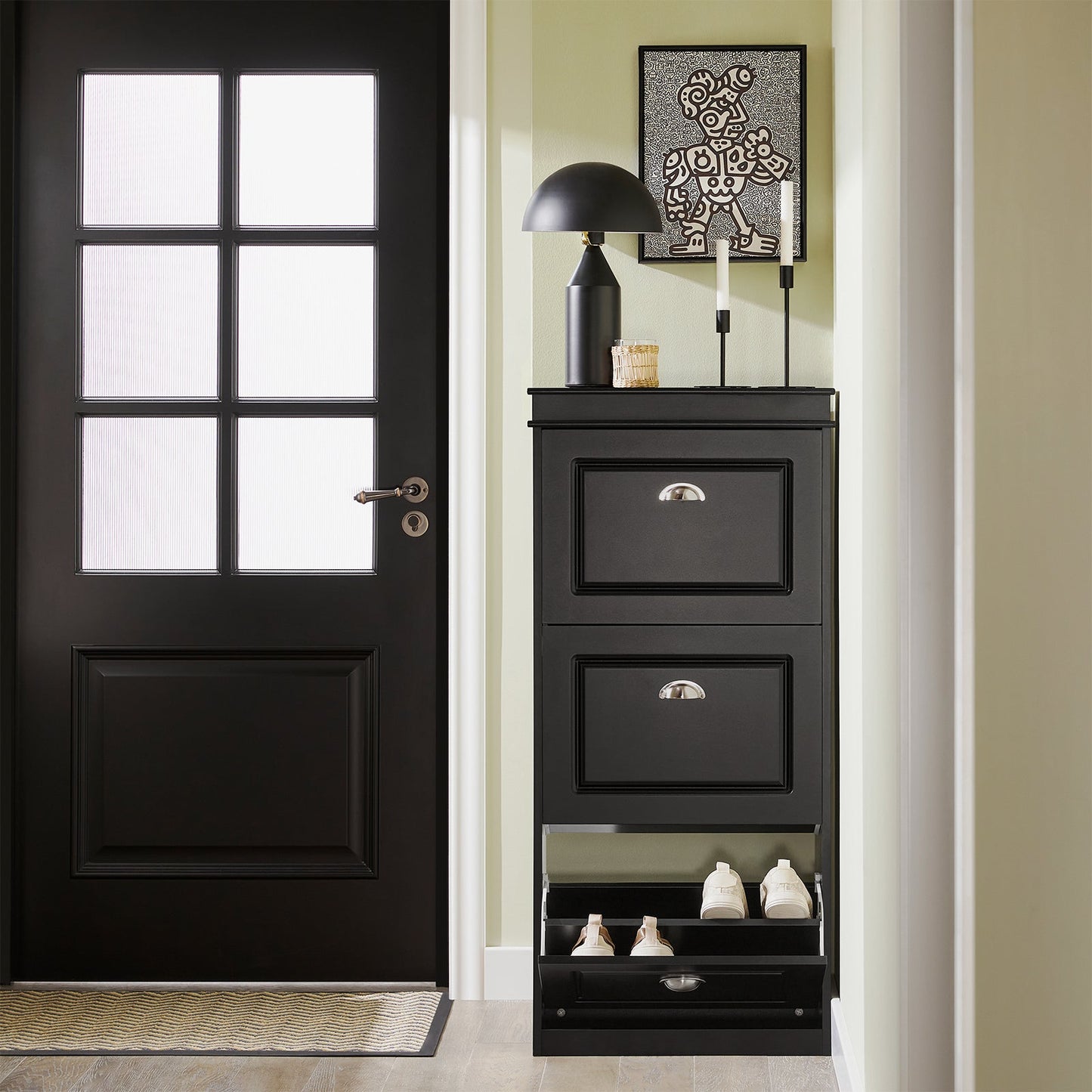 SoBuy FSR94-SCH, Meuble à chaussures à 3 tiroirs, noir