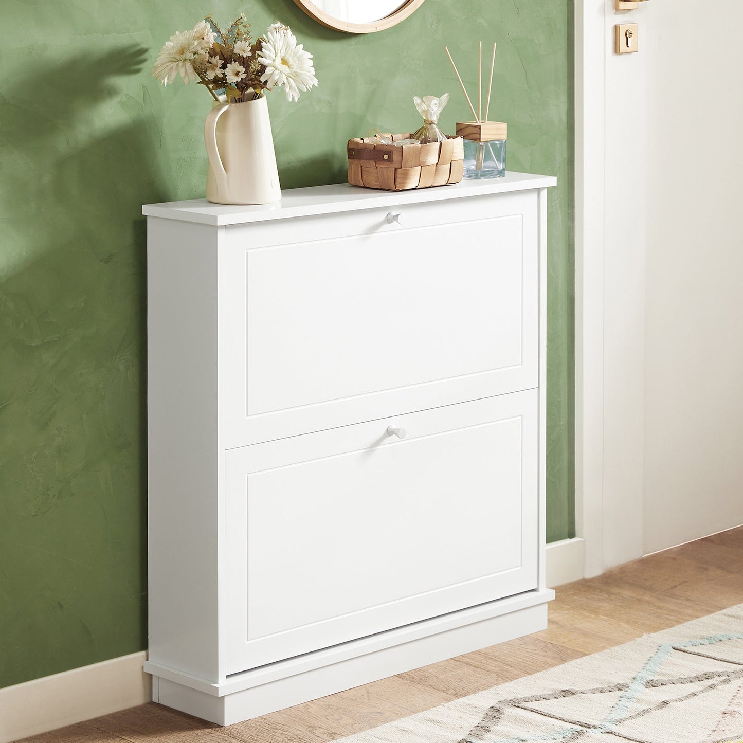 Meuble de rangement à chaussures SoBuy FSR99-W, 2 tiroirs