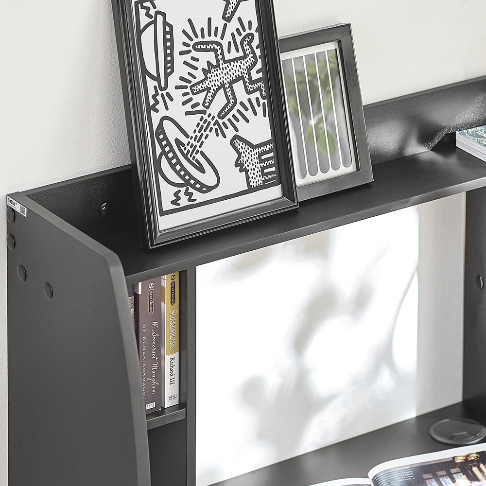 SoBuy FWT18-SCH, Bureau mural avec étagères et tiroirs de rangement, poste de travail pour bureau à domicile, noir