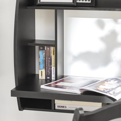SoBuy FWT18-SCH, Bureau mural avec étagères et tiroirs de rangement, poste de travail pour bureau à domicile, noir