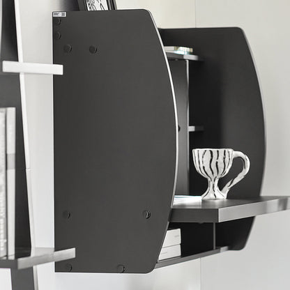 SoBuy FWT18-SCH, Bureau mural avec étagères et tiroirs de rangement, poste de travail pour bureau à domicile, noir