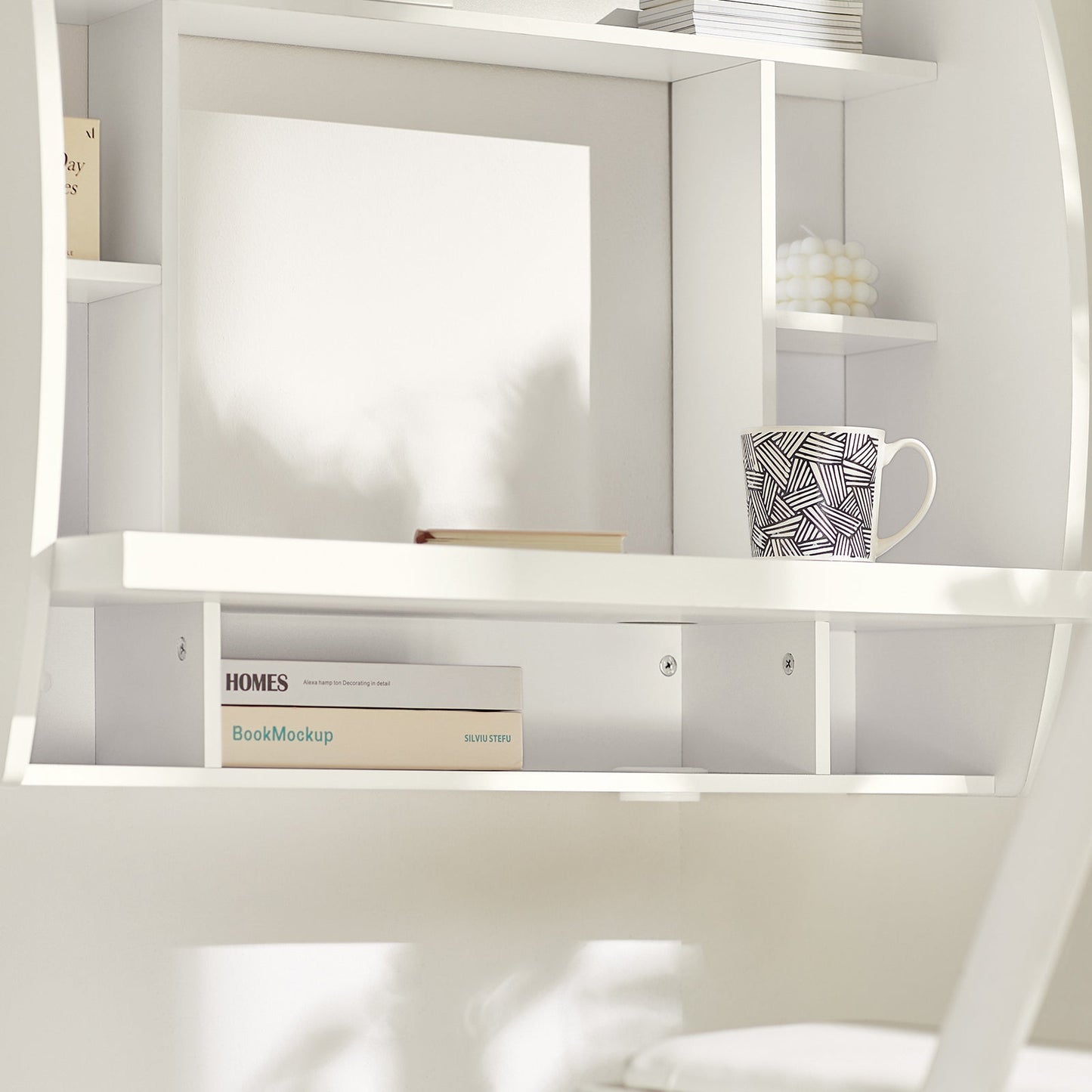 Table de bureau murale SoBuy avec étagères et tiroirs de rangement FWT18-W