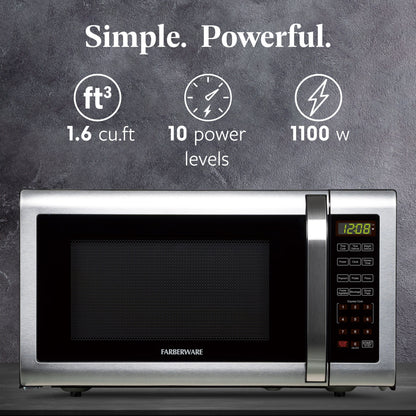 Farberware 1.6 Cu. Ft. Microwave Oven, Brushed Stainless Steel