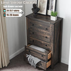 48 Tall Farmhouse 5 Drawer Wood Dresser, Chest of Drawers for Bedroom
