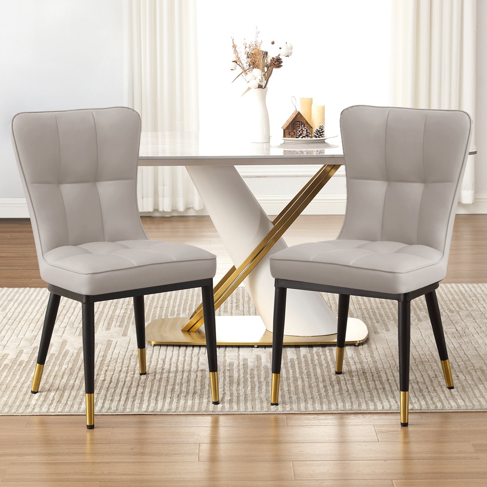 Faux Leather Upholstered Dining Chairs Set of 2/4