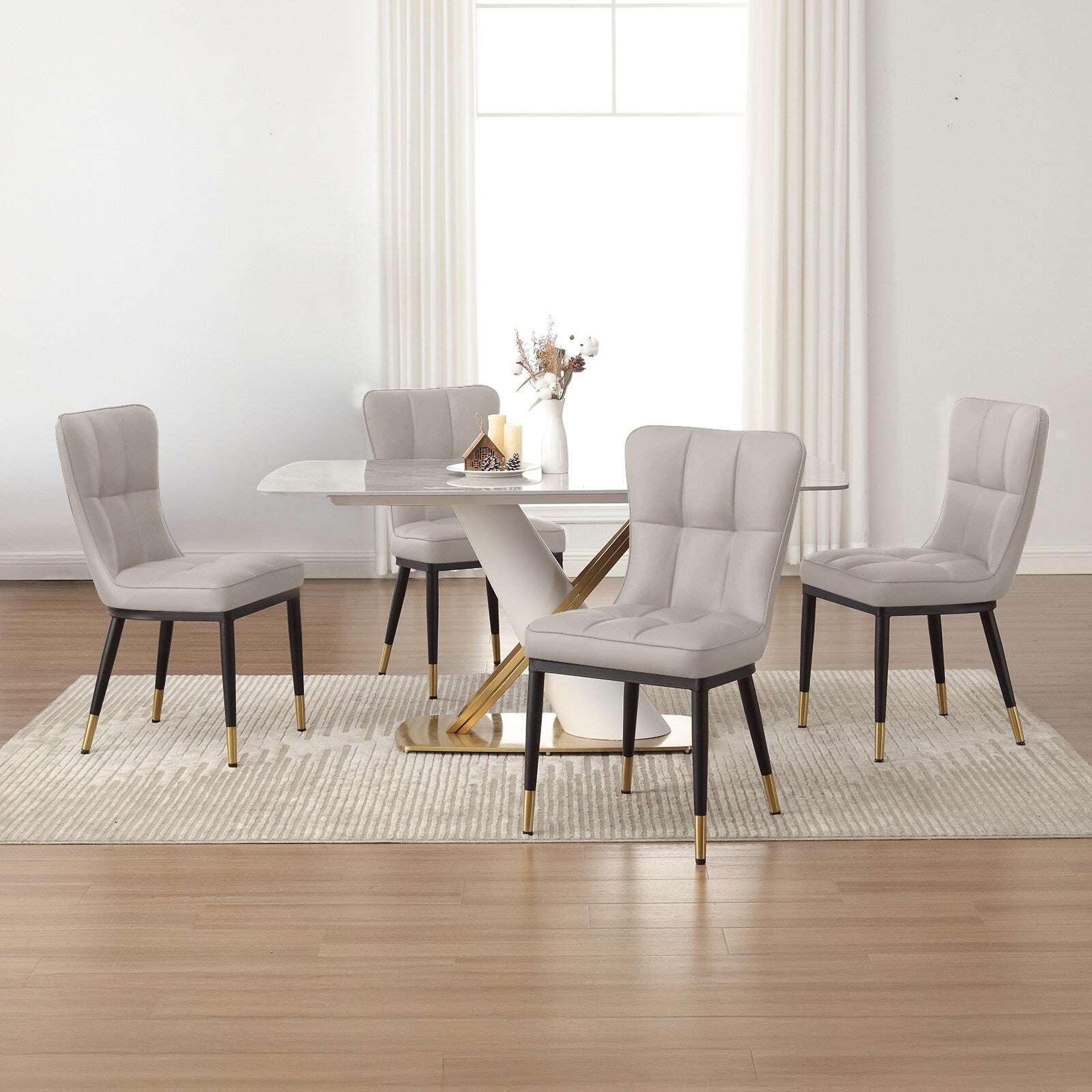 Faux Leather Upholstered Dining Chairs Set of 2/4