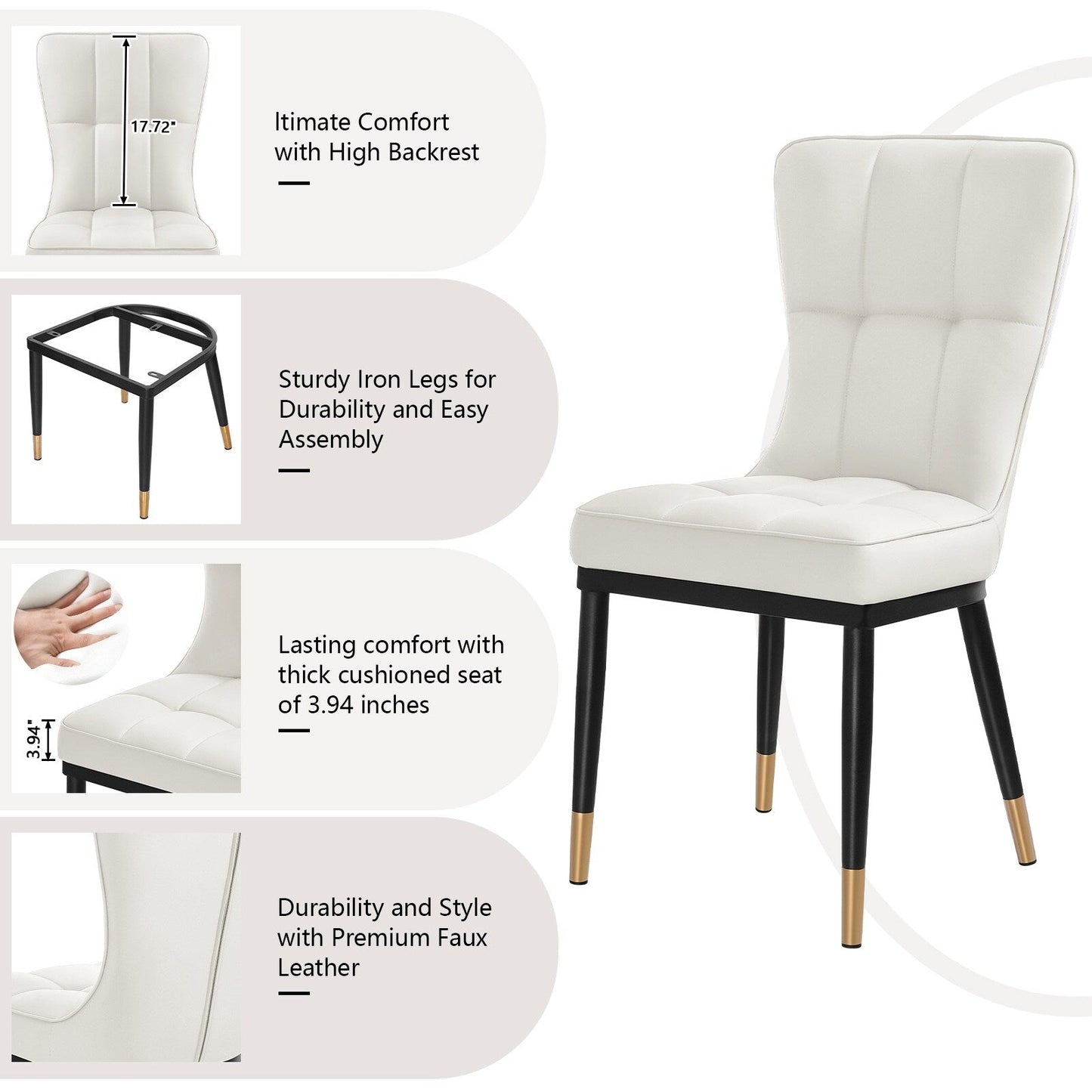 Faux Leather Upholstered Dining Chairs Set of 2/4