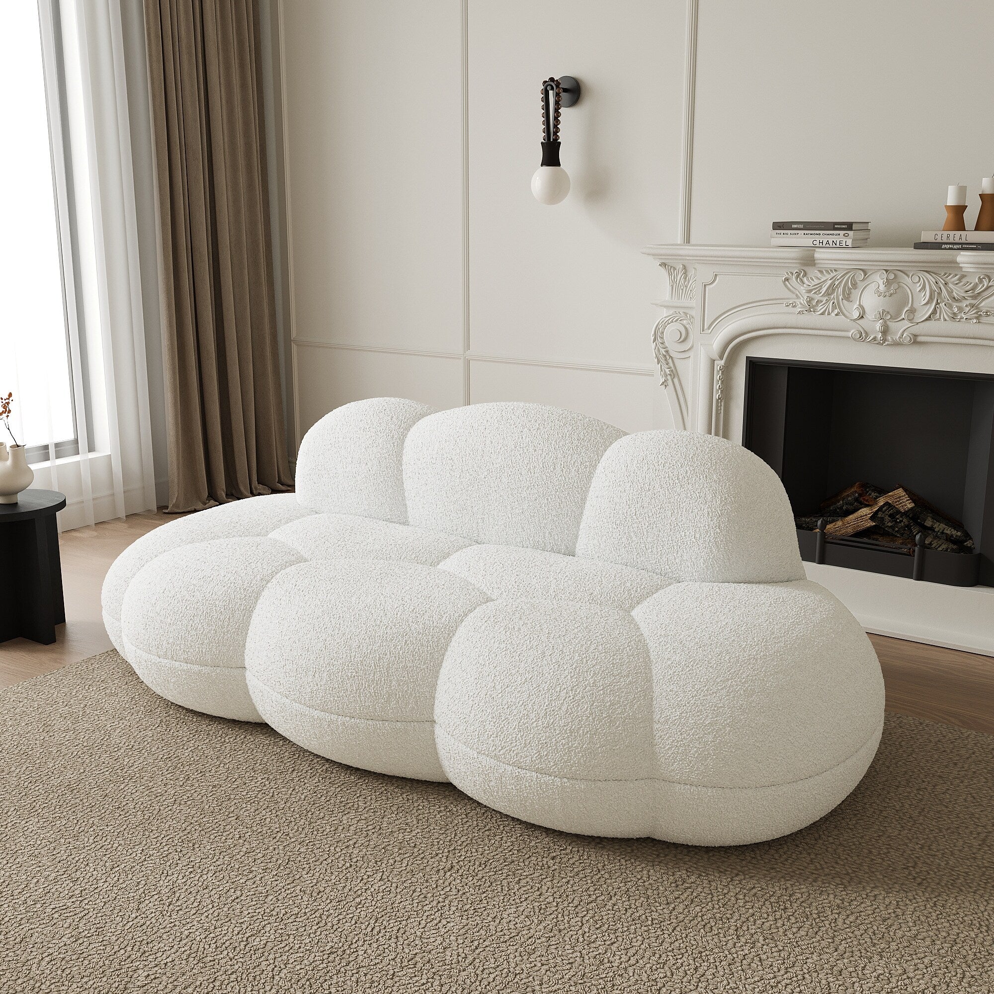 Floor Couch, Modern Loveseat Sofa, Lazy Sofa Round Floor Sofas, Cloud Memory Foam Boneless Couches for Living Room, Apartment