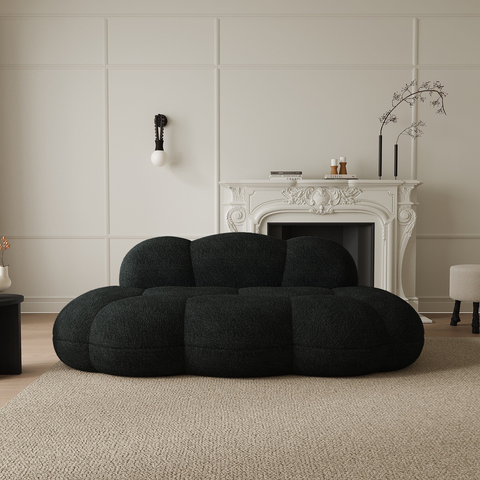 Floor Couch, Modern Loveseat Sofa, Lazy Sofa Round Floor Sofas, Cloud Memory Foam Boneless Couches for Living Room, Apartment