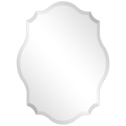 Frameless Beveled Oblong Elegant Scalloped Wall Mirror