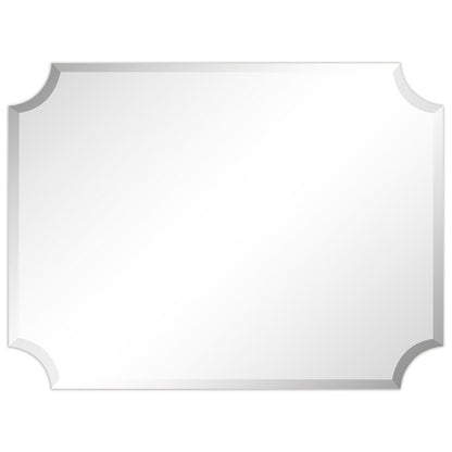 Frameless Rectangle Scalloped Beveled Wall Mirror, Bathroom, Vanity, Bedroom Mirror,1-beveled Edge - Clear