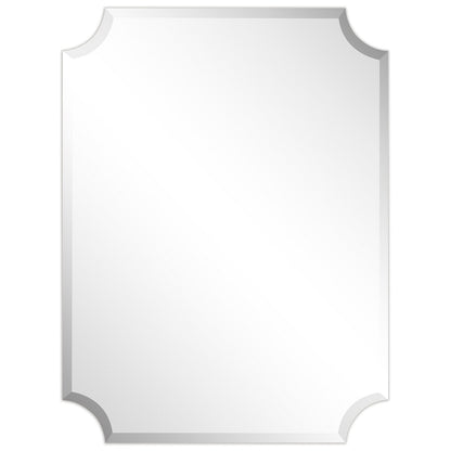 Frameless Rectangle Scalloped Beveled Wall Mirror, Bathroom, Vanity, Bedroom Mirror,1-beveled Edge - Clear