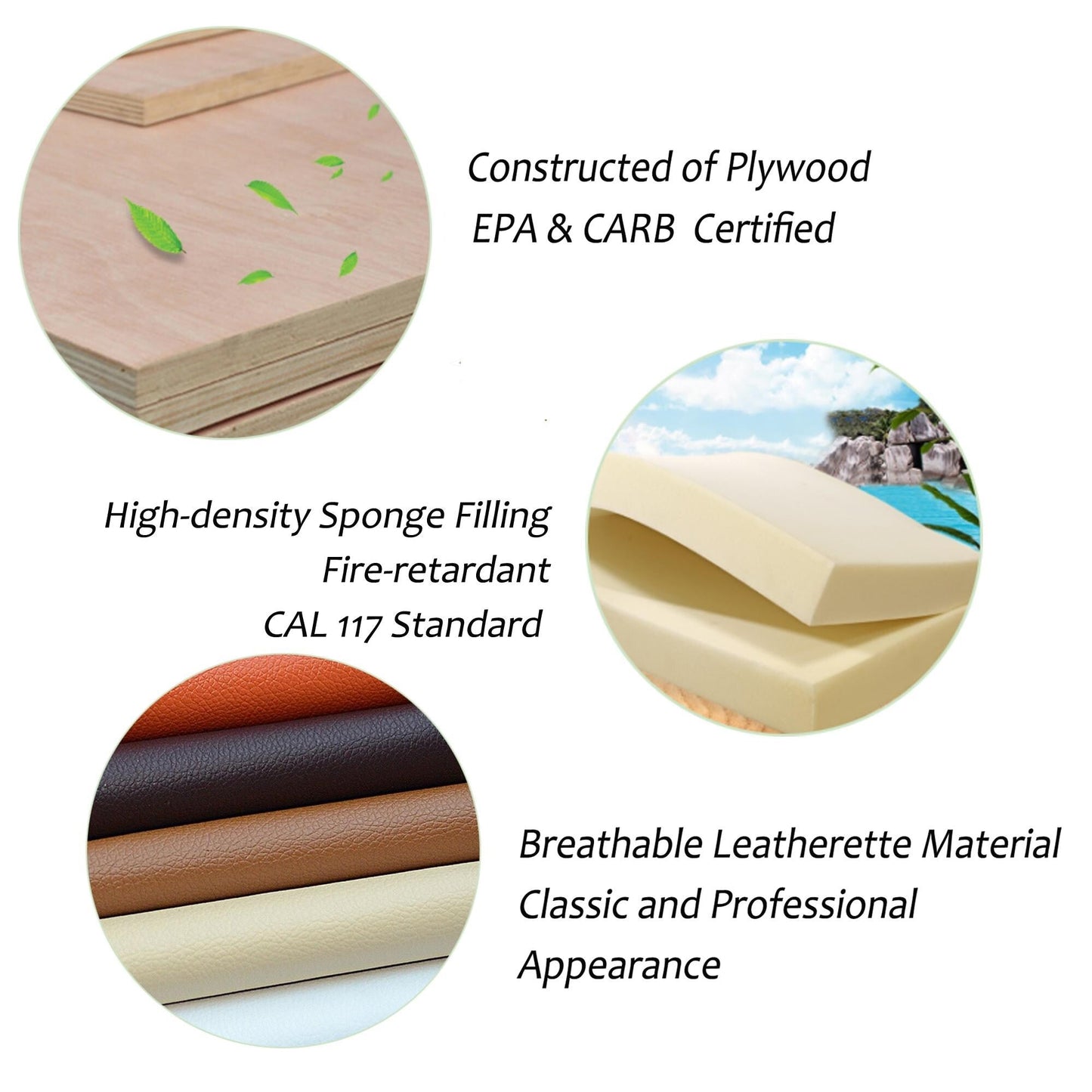 Glitzhome 48-inch Mid-century Adjustable Swivel Faux Leather Office Chair