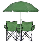 GoTeam Portable Double Folding Chair w/Removable Umbrella, Cooler Bag and Carry Case