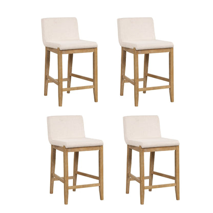 Gracie Modern Bar Stool, Boucle Upholstered Chair and Brushed Wooden Legs