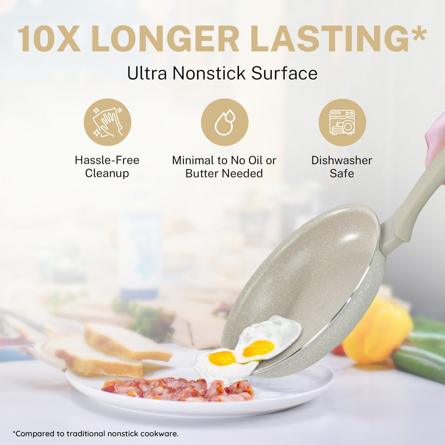 Granitestone Desert Cream 20 PC Nonstick Cookware and Bakeware Set