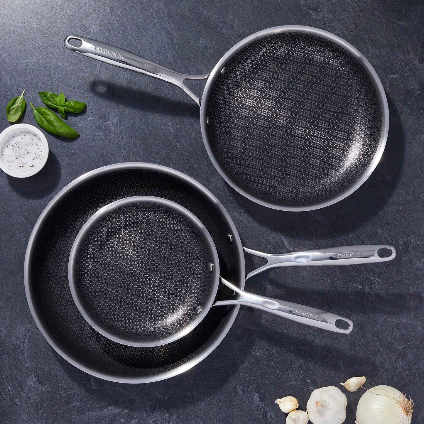 HENCKELS Paradigm 3-pc Fry Pan Set with Bonus Turner & Serving Spoon - 5-pc