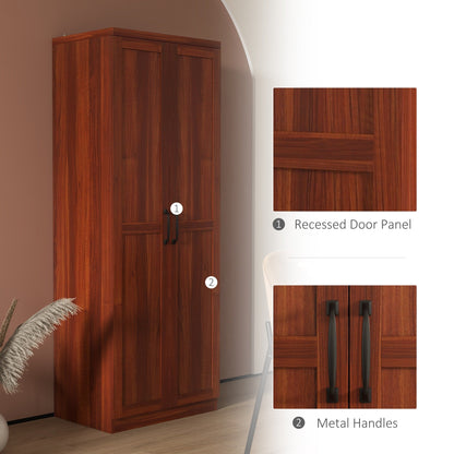 HOMCOM 63 2-Door Kitchen Pantry, Freestanding Storage Cabinet with 5-tier Shelving and 2 Adjustable Shelves for Dining Room