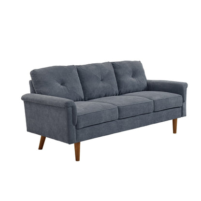 HOOOWOOO Mid-Century 3-Seat Upholstered Sofa with Wood Legs for Living Room
