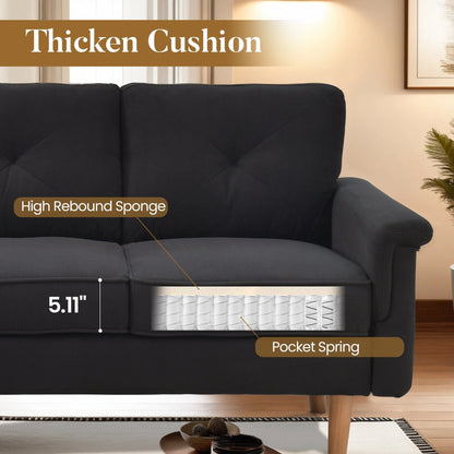 HOOOWOOO Mid-Century 3-Seat Upholstered Sofa with Wood Legs for Living Room