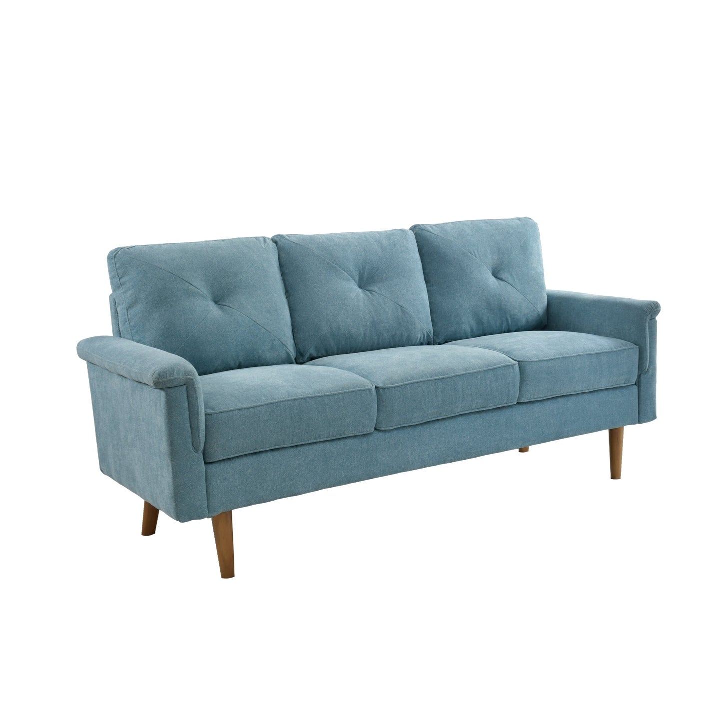 HOOOWOOO Mid-Century 3-Seat Upholstered Sofa with Wood Legs for Living Room